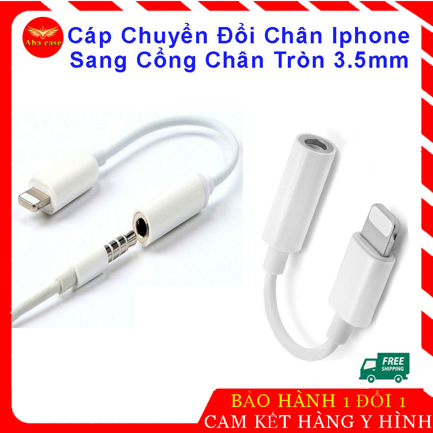 Cáp chuyển đổi chân sạc Iphone Lightning sang chân tròn cắm tai nghe - Jack lightning to 3.5mm, Giắc chuyển tai nghe iphone