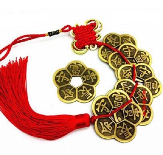 Dây 5 Đồng Tiền Hoa Mai, Ngũ Phúc Hoa Mai (Chất liệu đồng thau)