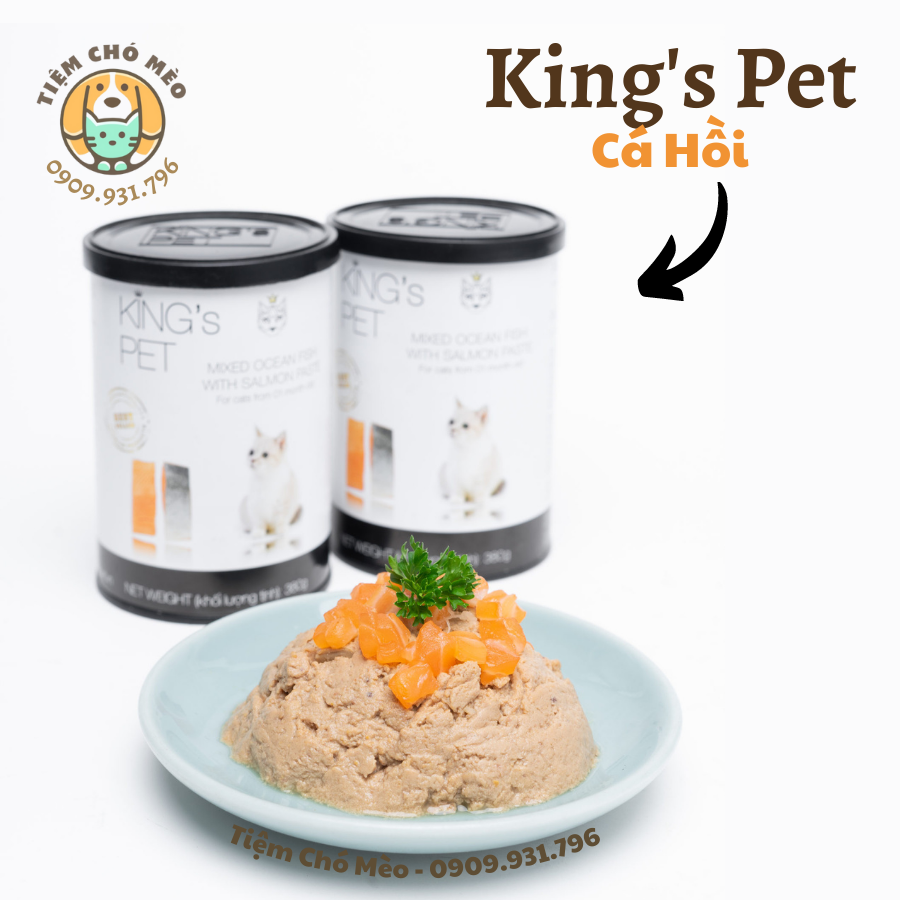 PATE KING'PET DÀNH CHO MÈO - 3 VỊ ( CÁ HỒI, HỖN HỢP CÁ, HỖN HỢP GÀ ) - LON 380G