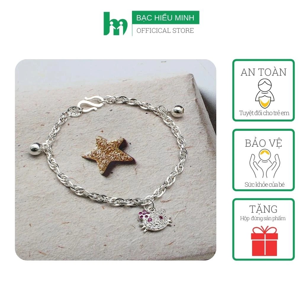 Vòng tay lắc tay lắc chân trẻ em bạc 925 cao cấp bạc hiểu minh lte109 bảo hành vĩnh viễn