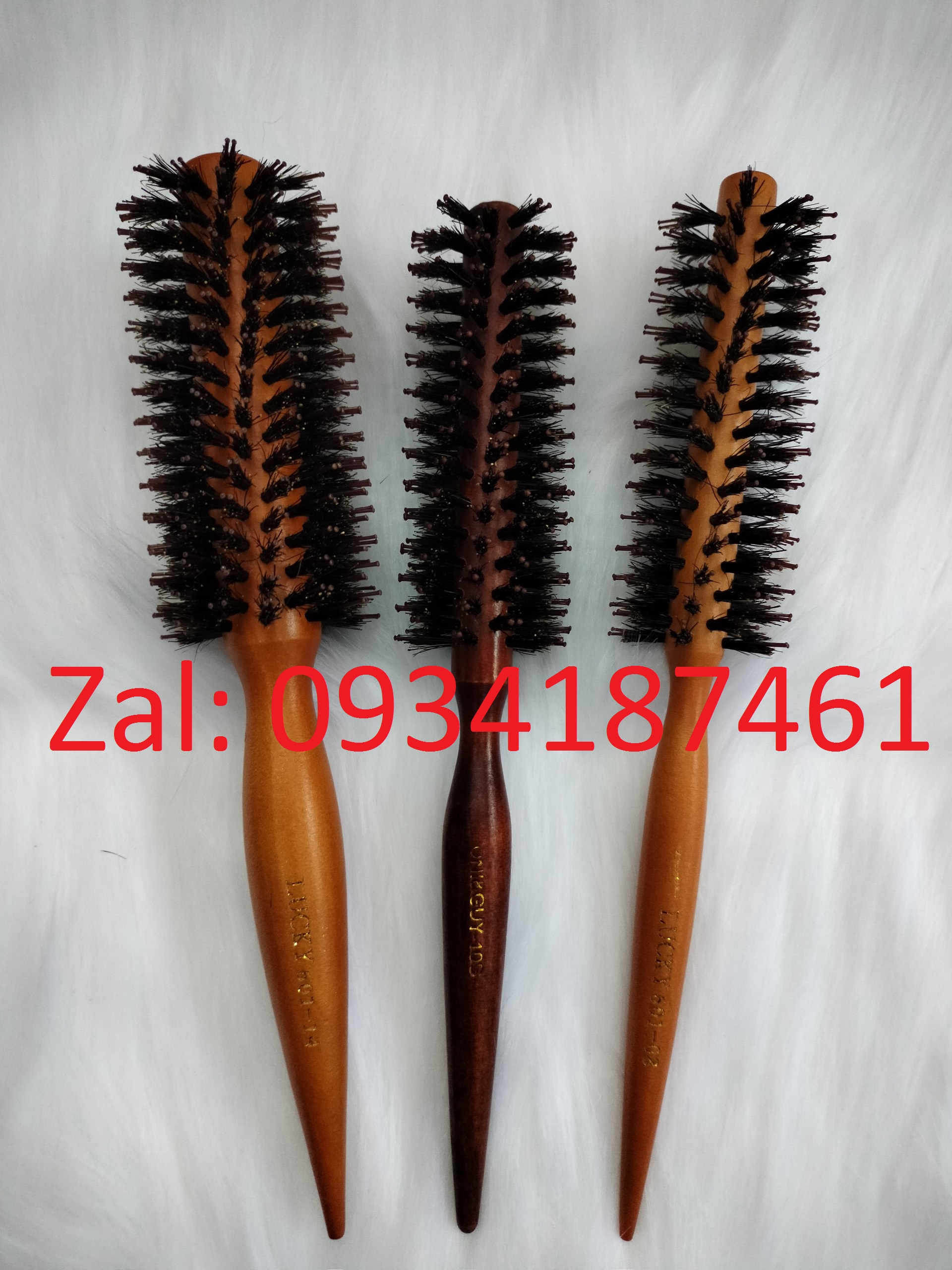 Lược chải tóc uốn có 3 kích cỡ màu nâu đậm