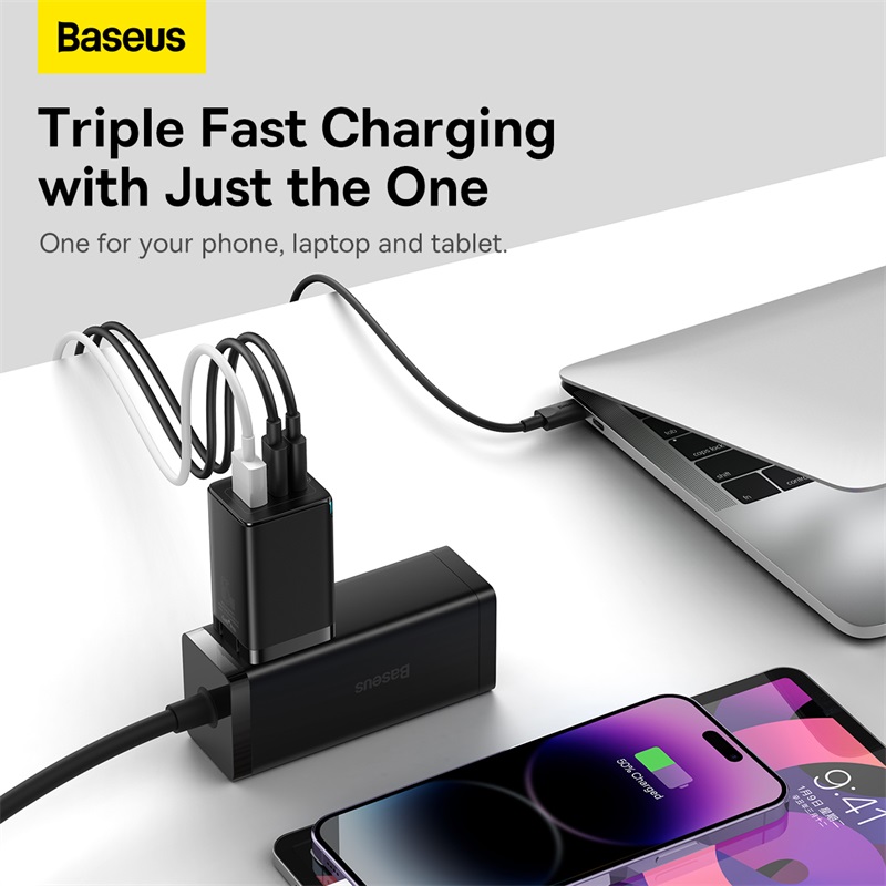 [Bộ sưu tập Vương Nhất Bác] BASEUS  GaN5 Pro Fast Charger 2C+U 65W Quick Charge USB C PD 3.0 Sạc nhanh QC 4.0 Type C Bộ sạc nhanh đa năng cho iPhone 13 12 Samsung Macbook Pro
