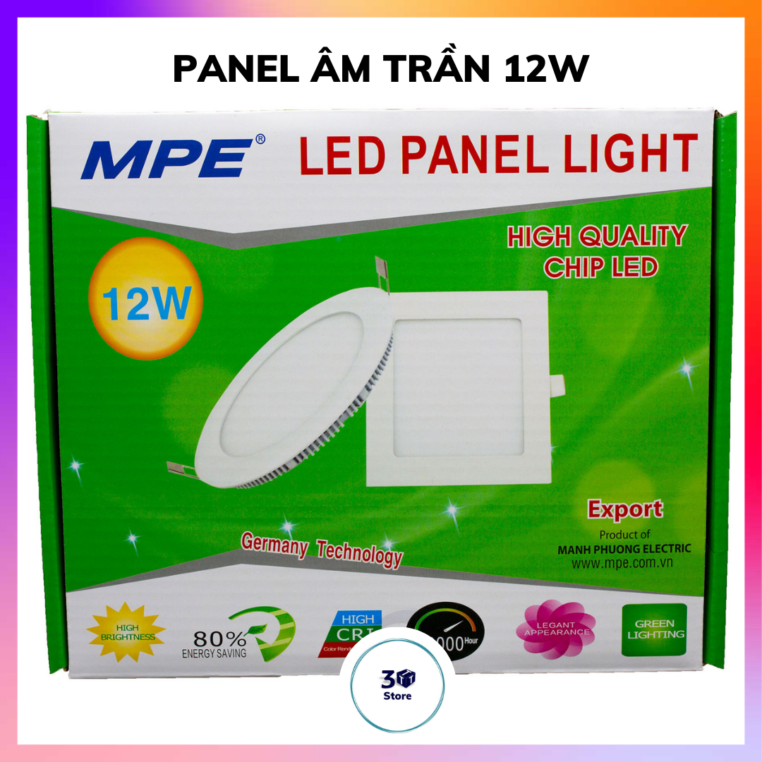 Led âm trần 12w, panel siêu mỏng âm trần
