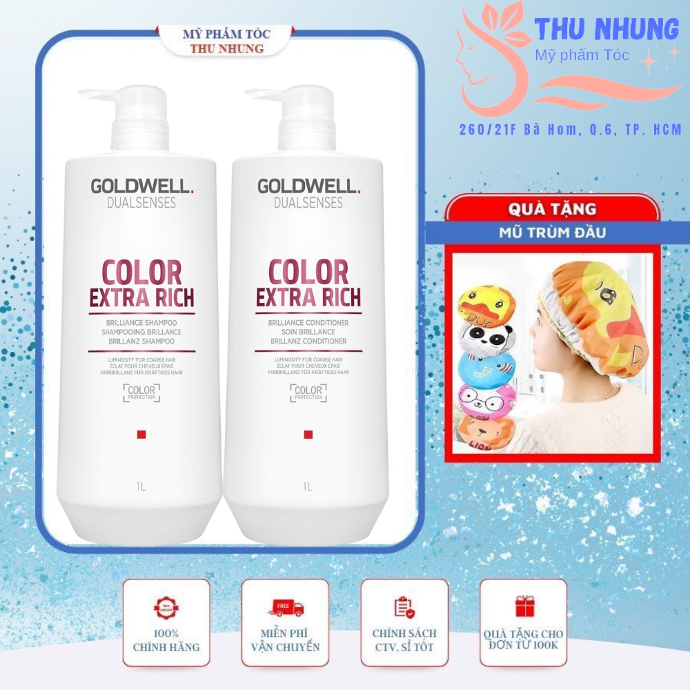 Dầu gội xả Goldwell Color Extra Rich Dualsenses dưỡng màu tóc nhuộm 1000ml x2