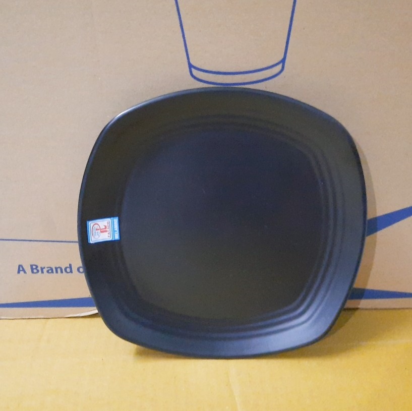 [HCM]Dĩa Nhựa Vuông Melamine Đen Nhám - 26cm