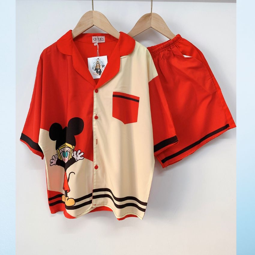 Đồ Bộ Pijama Lụa Mango Mặc Nhà Quần Đùi Áo Cộc Tay BROSI