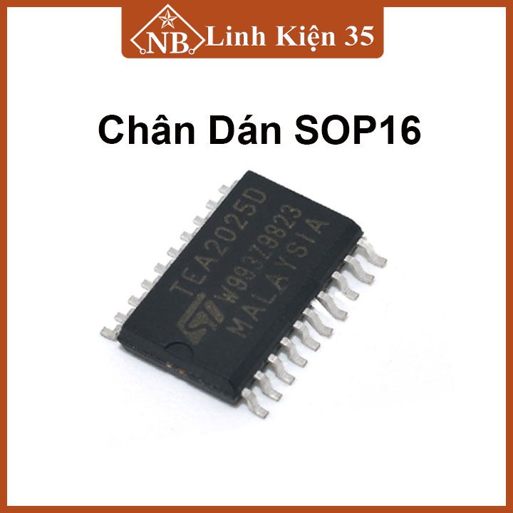 Ic audio tea2025 2.5wx2 12v kiểu chân sop16/dip16