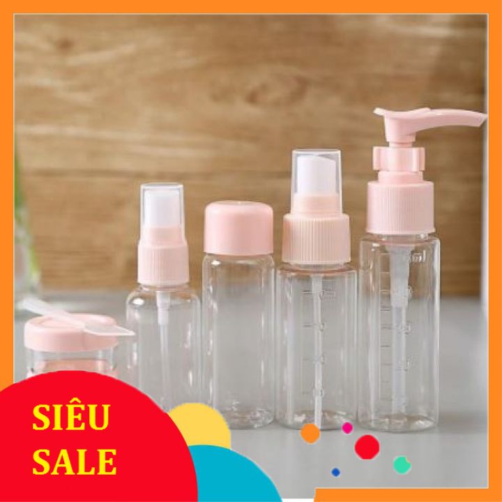 Bộ Chiết Mỹ Phẩm Du Lịch 7 Món (Có Vòi Bơm)