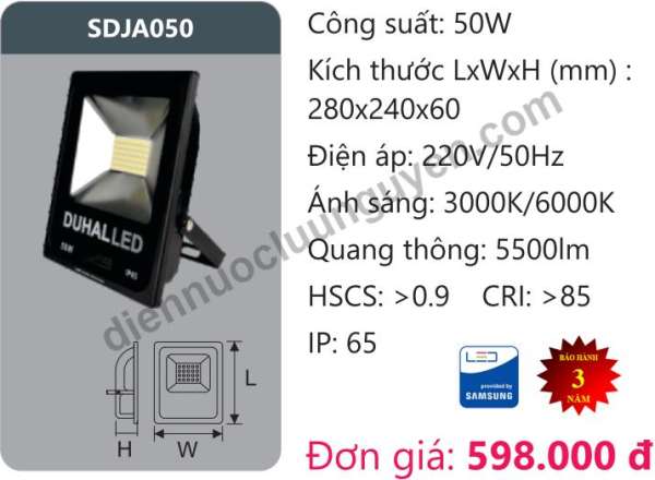 Đèn pha led 50W DUHAL SDJD050