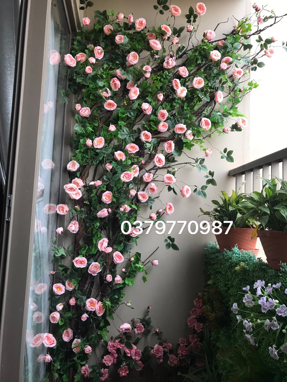 Dây leo hoa hồng giả dài 180cm