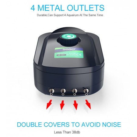 Máy Sủi Oxy 4 Vòi Sobo SB-988 (12W-4x4Lít/Phút) - Máy Sủi Oxy  Siêu Êm Cho Bể Cá