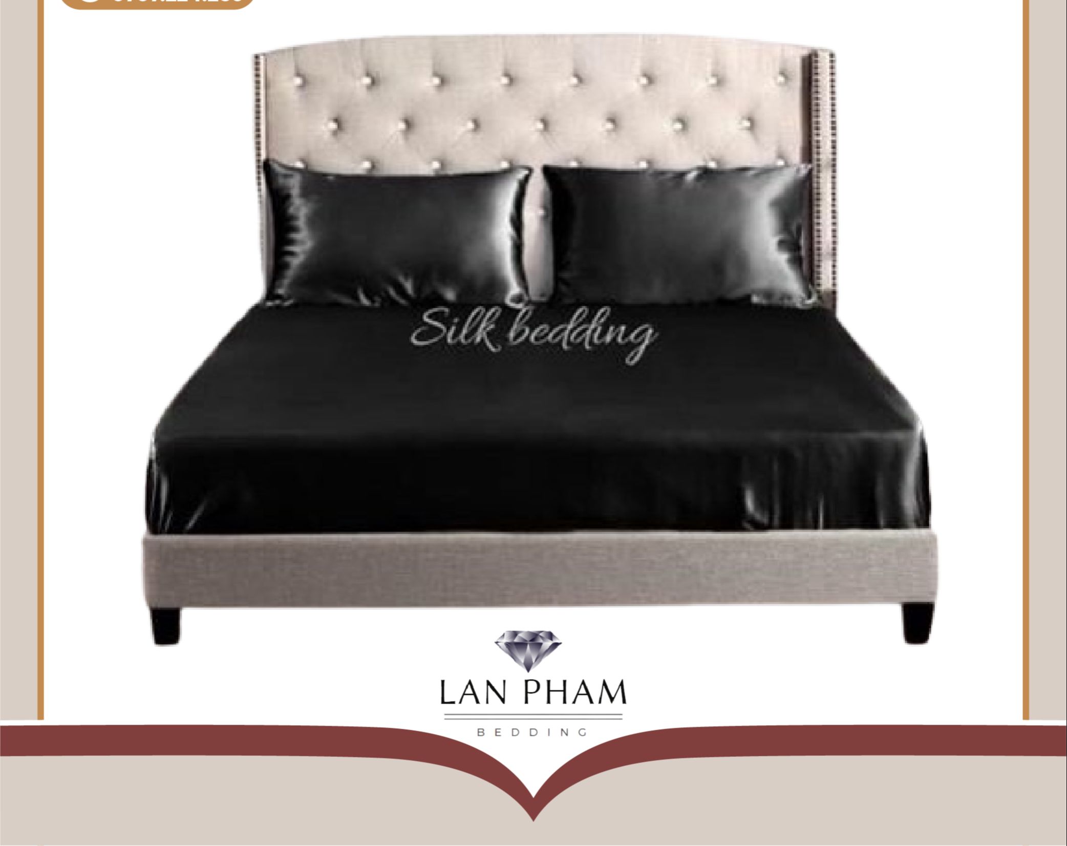 ( Lụa Loại 1) Ga Giường Lẻ Phi Lụa Màu Đen Cao Cấp Mềm Mại Lan Pham Bedding