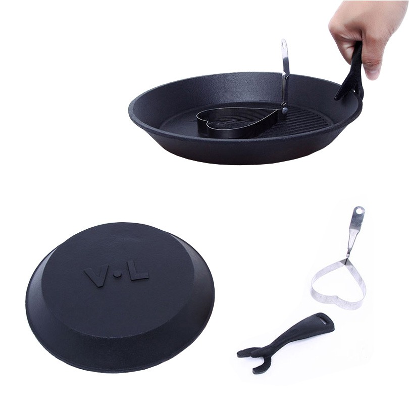 Bộ 2 chảo gang tròn chống dính ES0069 (Đen)