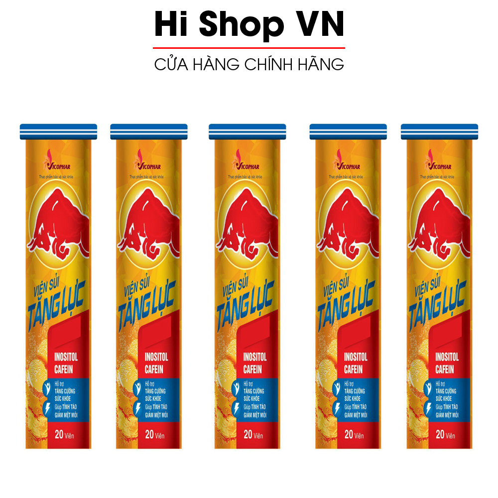 Combo 5 tuýp sủi tăng lực vico vitamin C, B, PP tăng sinh lực, giảm căng thẳng mệt mỏi, tăng sức đề kháng - 20 viên