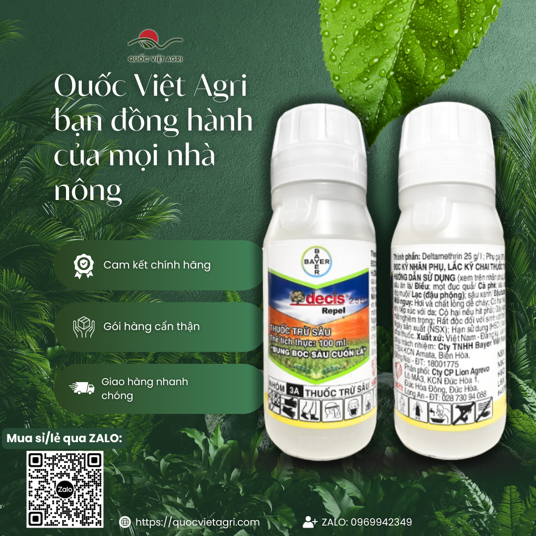 Insecticide Decis 2.5Ec Repel (100ml - 500ml) - Deltamethrin 25G/L Eliminates Leaf-Rolling Pests, Bollworms, Fruit Borers, Cavity Pests, Armyworms, Soft Scale Insects