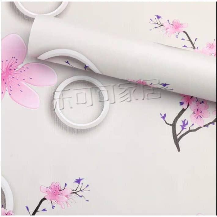 10m giấy dán tường hoa đào hồng ( cuộn dài 10m, khổ rộng 45cm, giấy có keo sẵn)