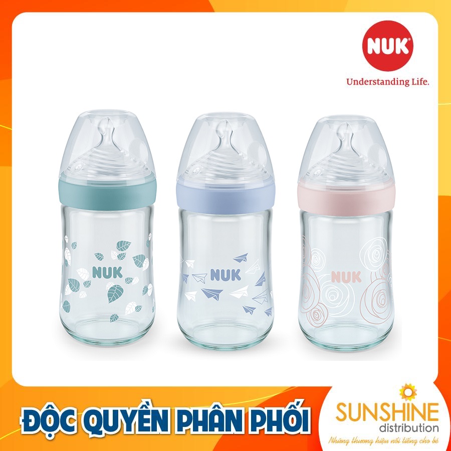 BÌNH SỮA NUK NATURE SENSE THỦY TINH 240ML NÚM TI S1 - M