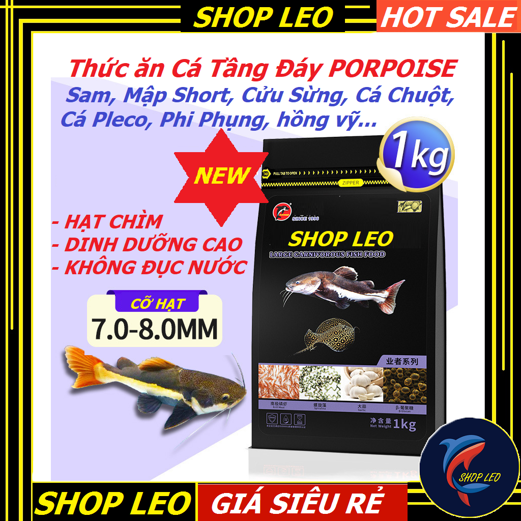 Thức ăn cho cá tầng đáy porpoise, sam, mập short, cửu sừng, cá chuột, cá pleco, phi phụng, hồng vỹ-cám pleco