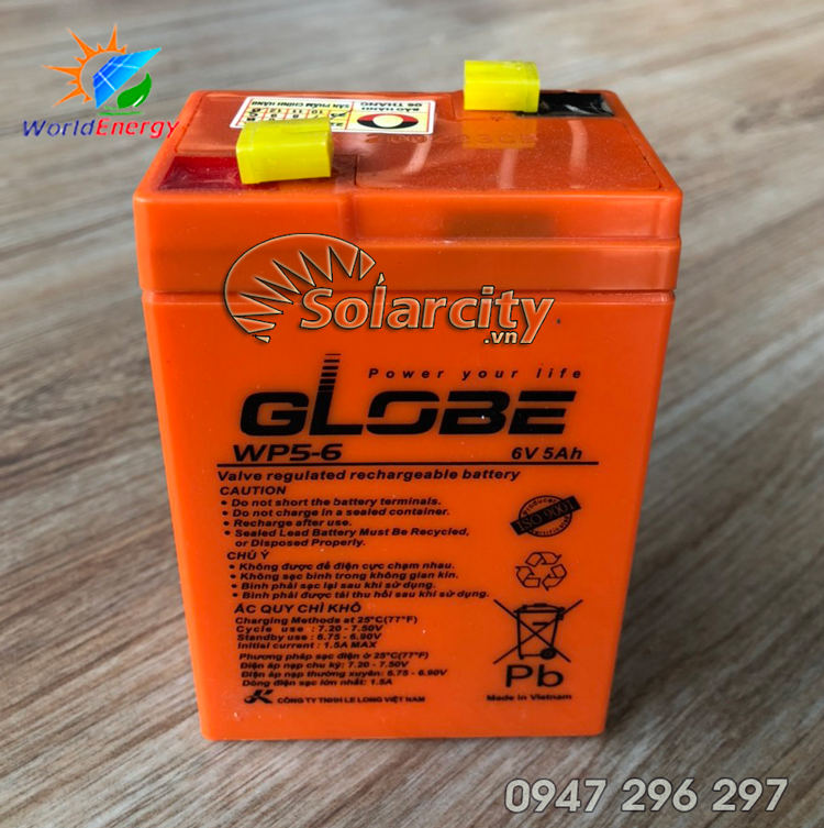 [HCM]Ắc quy Globe 6V-5Ah (WP5-6)
