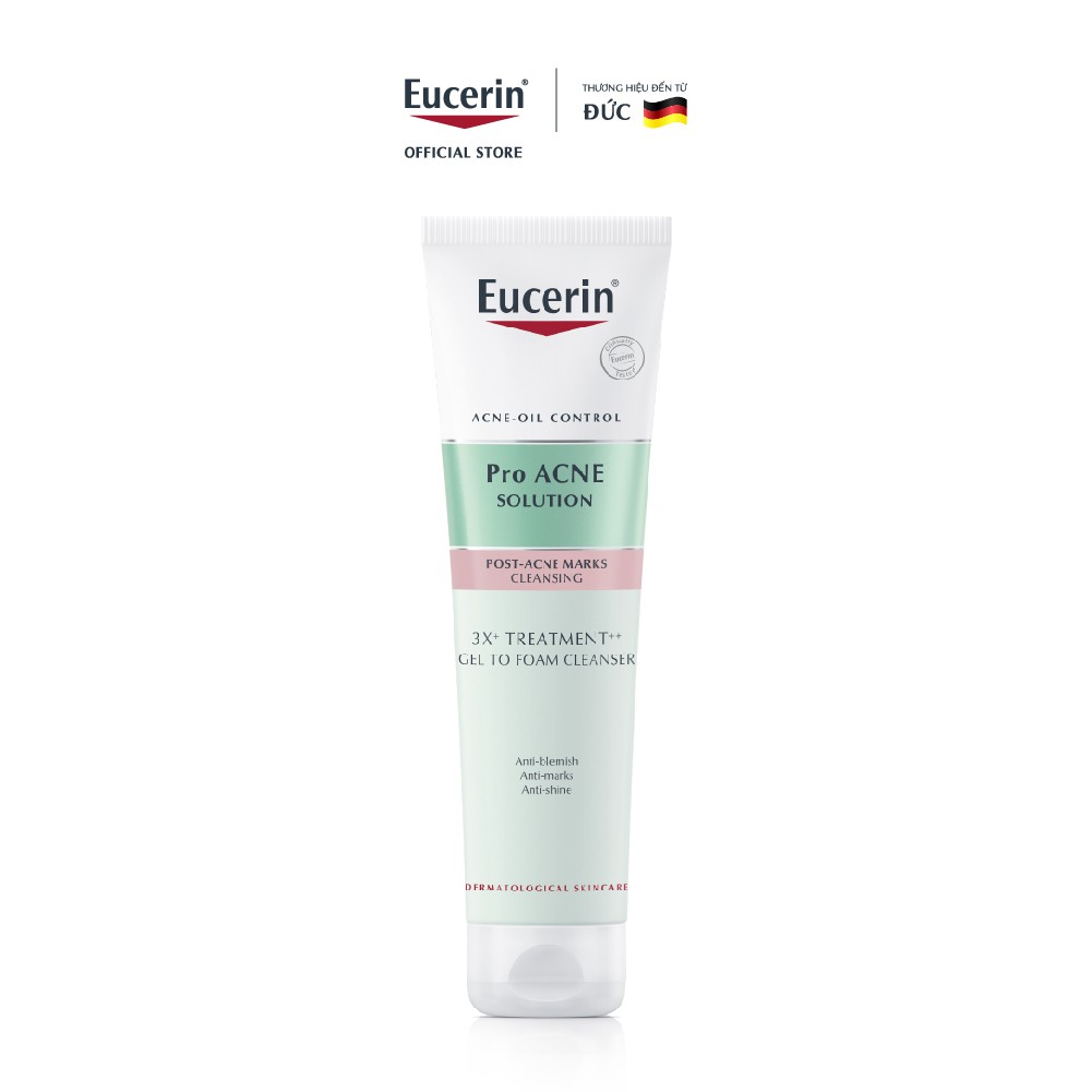 Sữa rửa mặt cho da mụn dạng gel Eucerin 3X Treatment Gel To Foam Cleanser 150ml