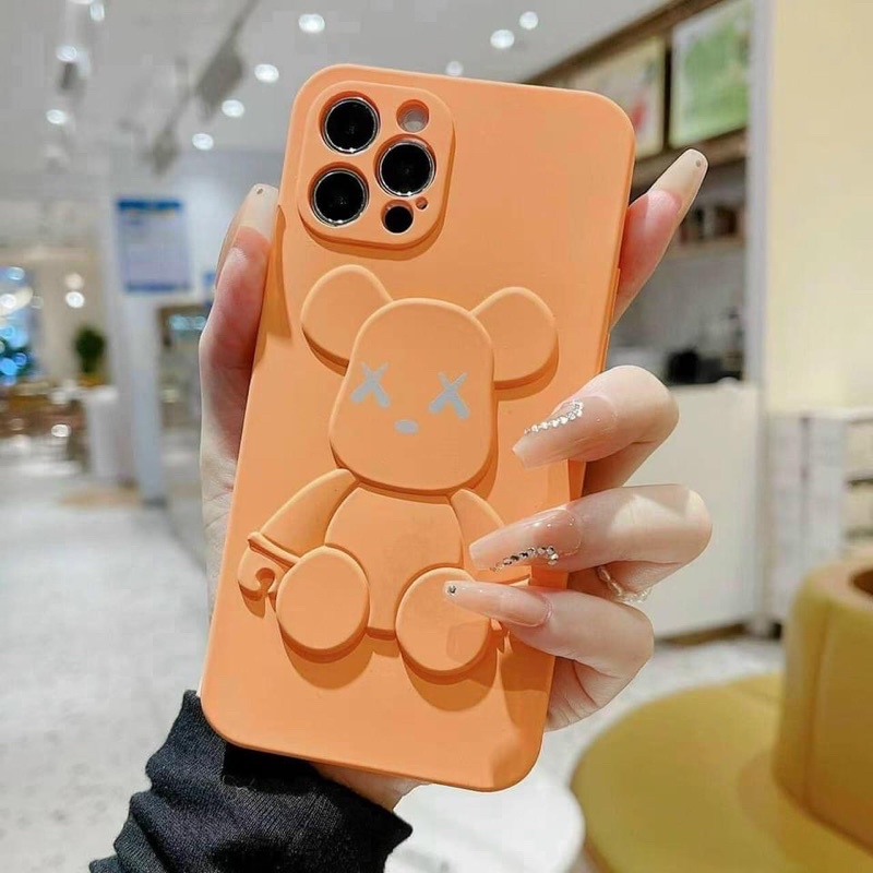 Ốp silicon  Gấu Bear Brick nổi 3D ip13/ ip13pro/ ip13pro max