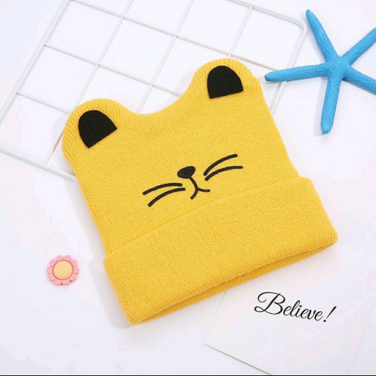 (105) Mũ Len Tai Mèo Siêu Đáng Yêu Phong Cách Hàn Quốc Cho Bé