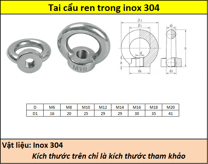 Bulong tai cẩu âm inox 304