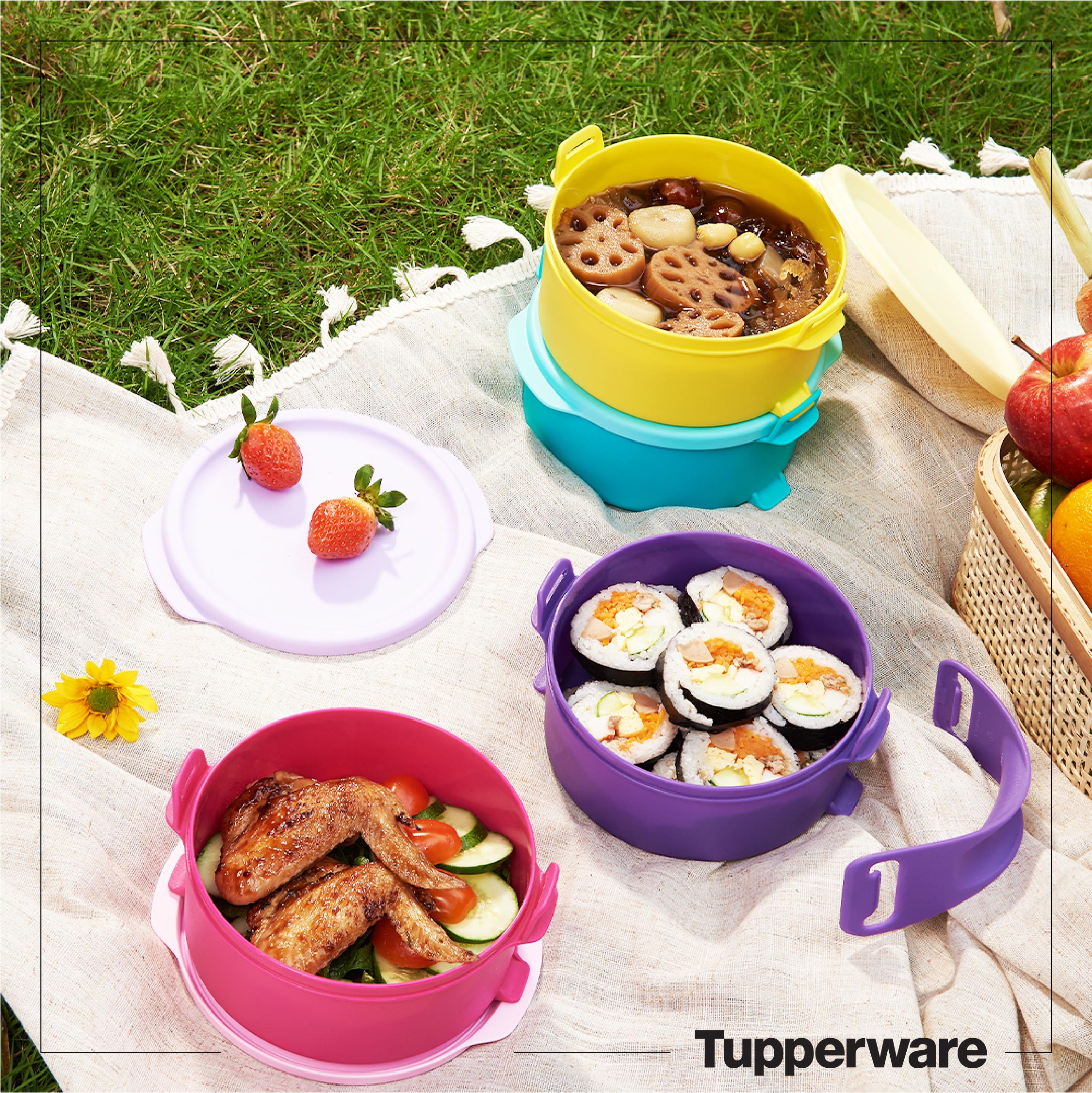 Bộ hộp cơm Tupperware Small Round Click To Go (Set 4)