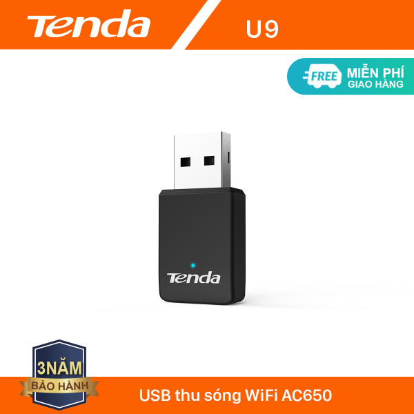 Tenda USB kết nối Wifi U9 chuẩn AC tốc độ 650Mbps - Hãng phân phối chính thức