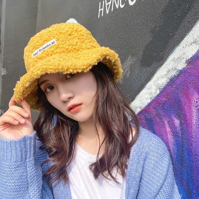 [Ảnh thật] Mũ bucket lông cừu phong cách Hàn Quốc mềm mại -Mũ bucket lông cừu Liastore phong cách Hàn Quốc (Mũ Nón Thời Trang Nam Nữ)