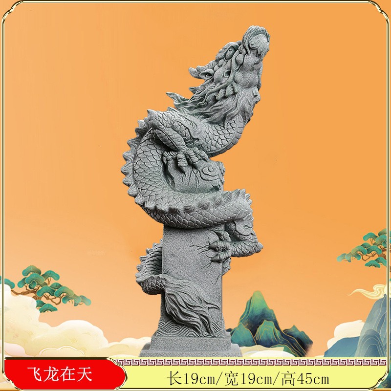 Tượng thần long đá sa thạch xanh trang trí bàn trà, bàn làm việc, quà tặng ý nghĩa,... tượng ngọa long, bàn long