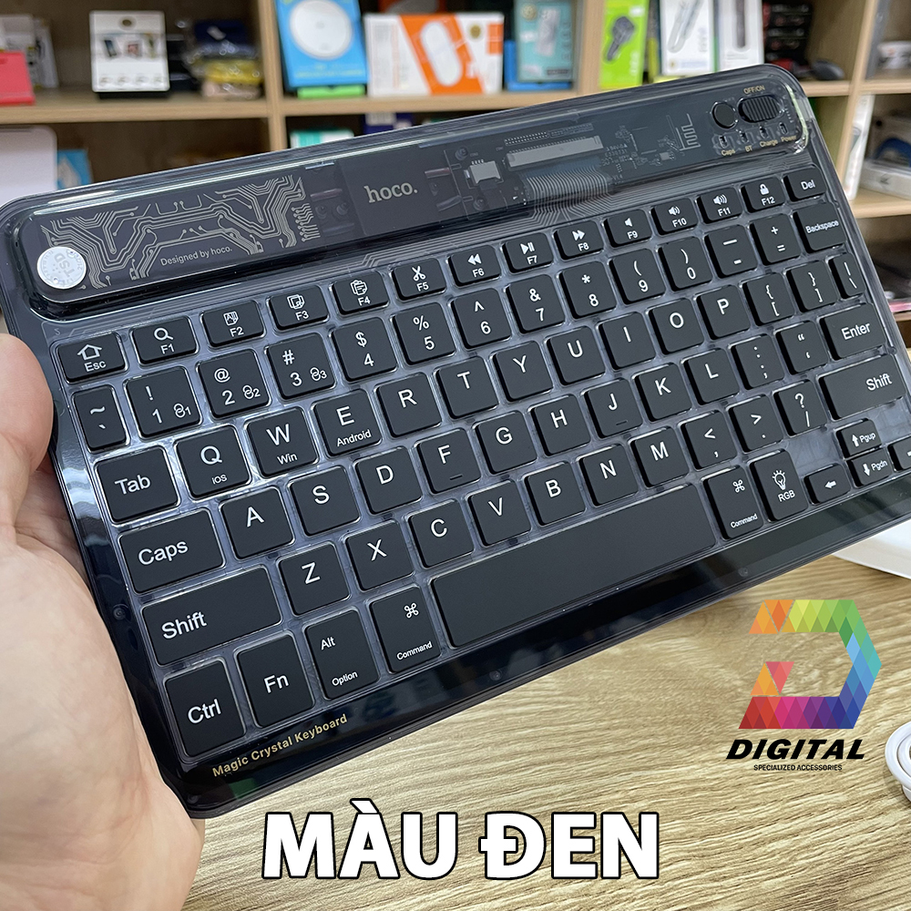 Hoco S55 Transparent Mini Bluetooth Keyboard For Smartphones, iPads, High-end Computers