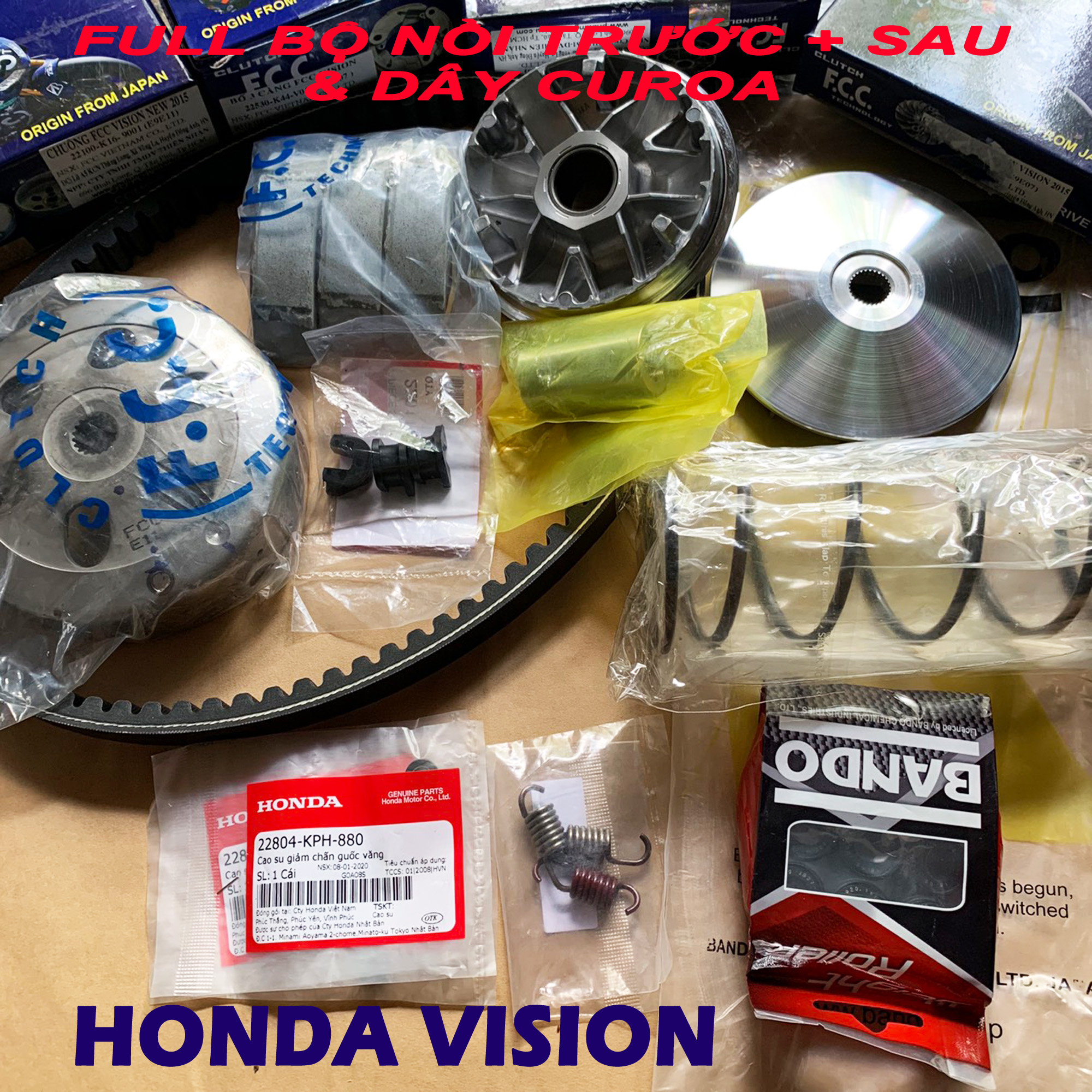 Bộ nồi Honda Vision FI - Full bộ nồi trước nồi sau và dây curoa cho Honda Vision