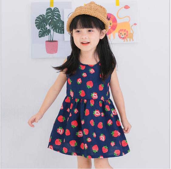 Váy bé gái hình trái dâu xanh đen dễ thương jennie kids j217