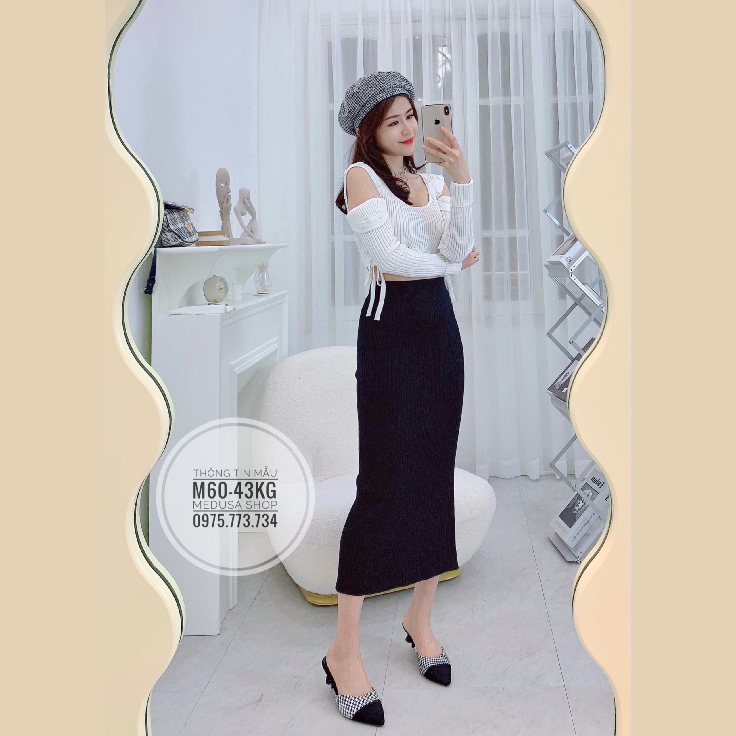 CHÂN VÁY LEN DÀI XẺ SAU CHẤT DÀY DẶN CÓ SẴN