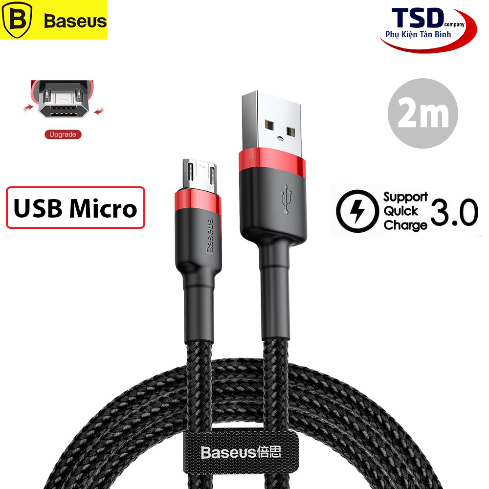 Cáp Sạc Nhanh Baseus Cafule Cổng Micro USB Dài 2 Mét Chính Hãng