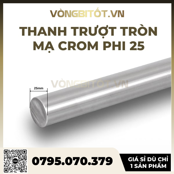 Thanh Ray Trượt Tròn Phi 25 (SFC25) Dài 500mm, 1000mm, 1500mm