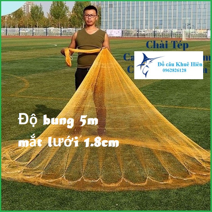 Chài dù bắt tép bung ra 5m mắt lưới 1.8 cm chì đúc chài dù bắt tép, mắt lưới dai mềm, chì đúc chắc chắn  (cam kết đổi tr
