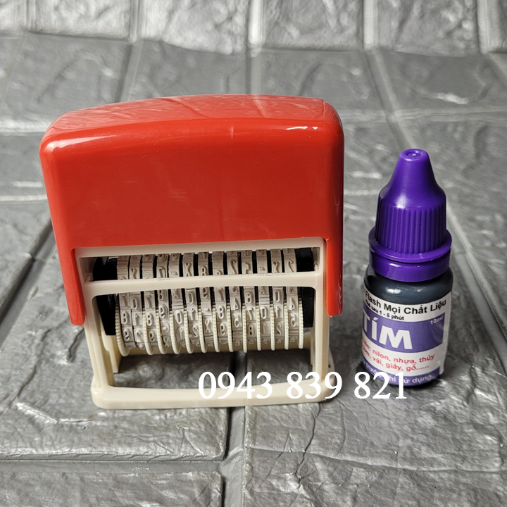 Con dấu 13 số xoay thay đổi liền mực - mực mọi chất liệu 10ml