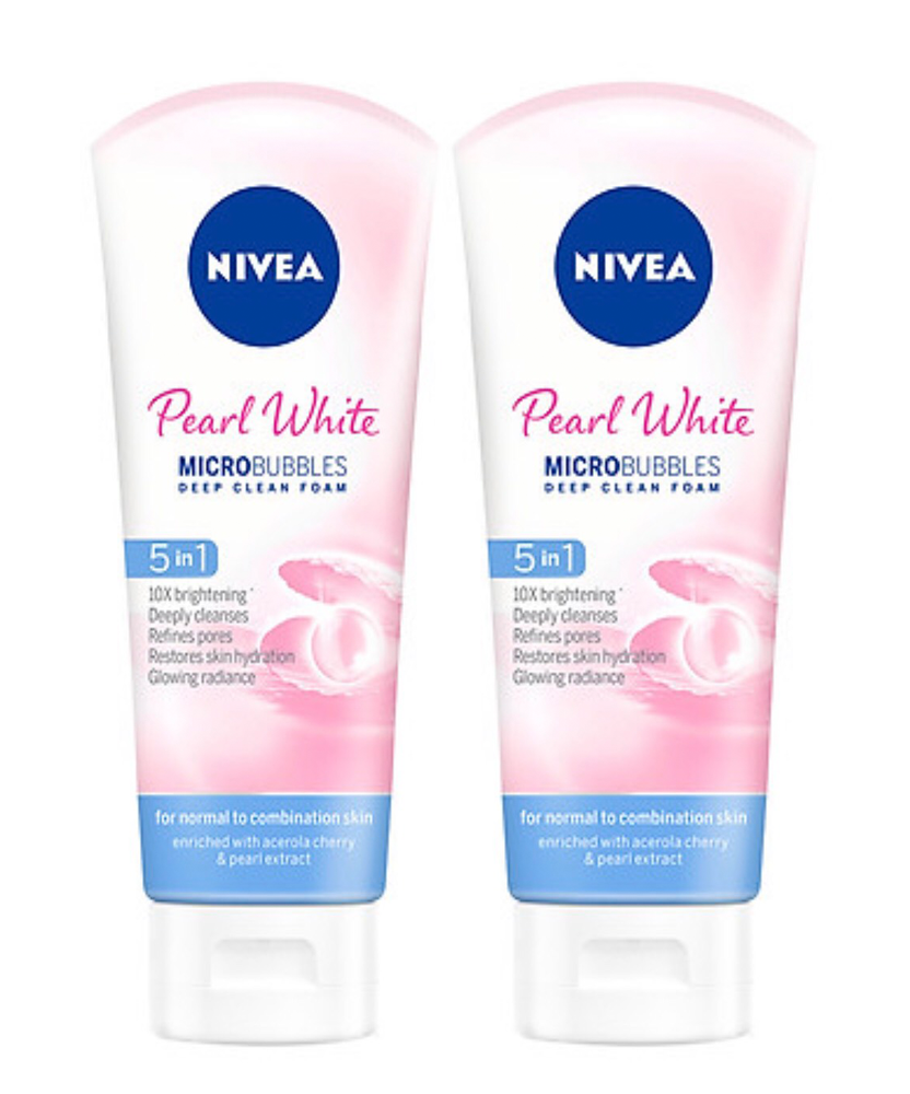 Combo 2 Sữa rửa mặt NIVEA Peal White giúp trắng da ngọc trai (100ml*2)