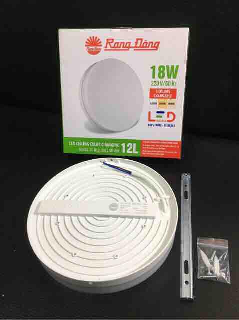 Đèn ốp trần tròn 18w đổi màu Rạng Đông Ø220mm