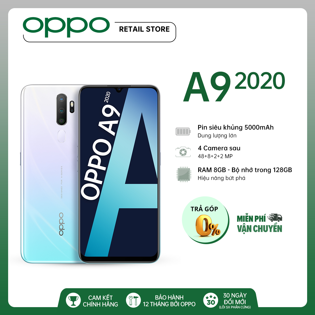 TRẢ GÓP 0% Điện thoại Oppo A9 2020 (8GB/128GB) -...
