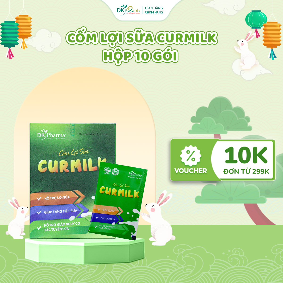 Cốm lợi sữa Curmilk (hộp 20 gói - hộp10 gói) - DK Pharma