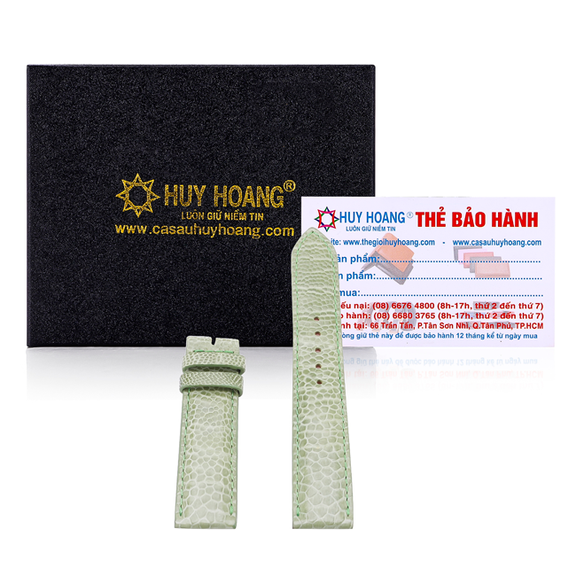 Dây đồng hồ da đà điểu màu xanh lá TH8405