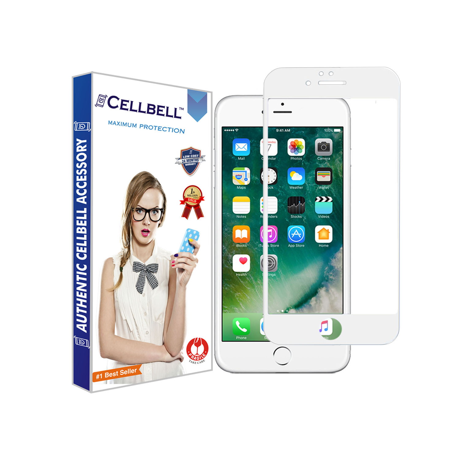 Cường lực full màn cho dùng cho iphone 7 Plus / 8 Plus (Trắng)