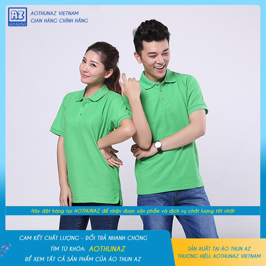 AOTHUNAZ - Áo thun nam nữ màu xanh lá cây cổ trụ polo thời trang trẻ trung - Vải cá sấu cao cấp VNXK