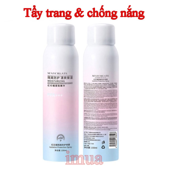 Xịt trang điểm chống nắng MayCreate 150ml