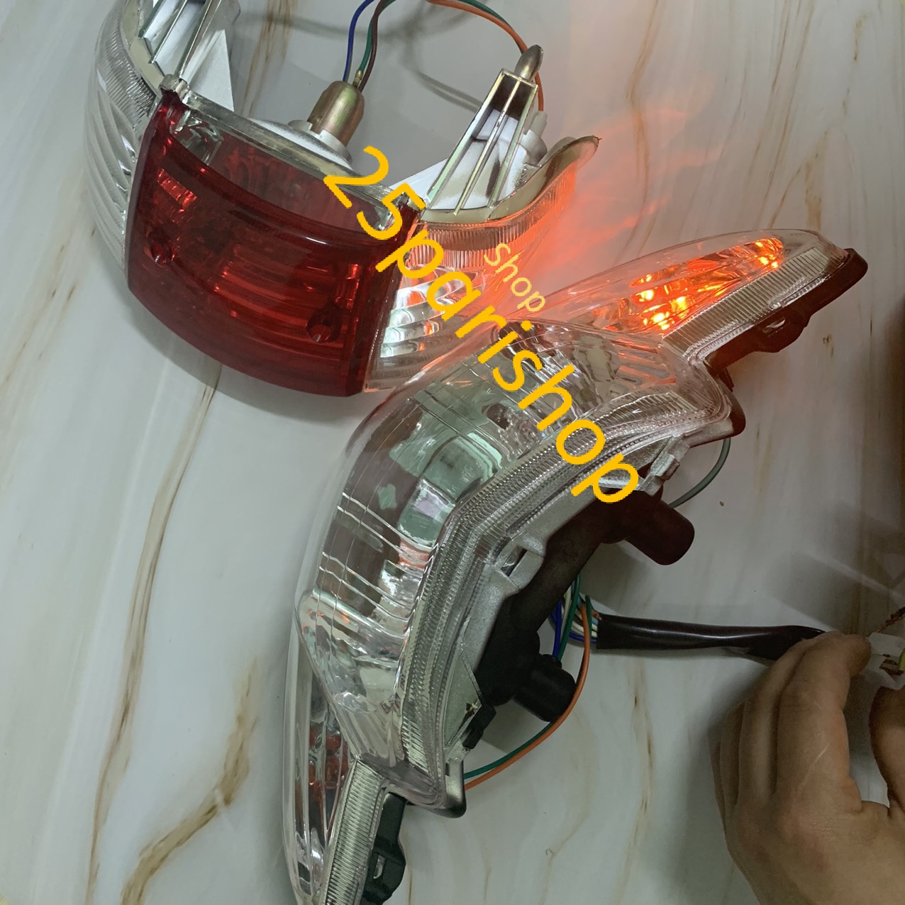 ( Combo 2 món ) pha đèn trước ,đèn hậu xe Wave Alpha - đời 2002 -2006