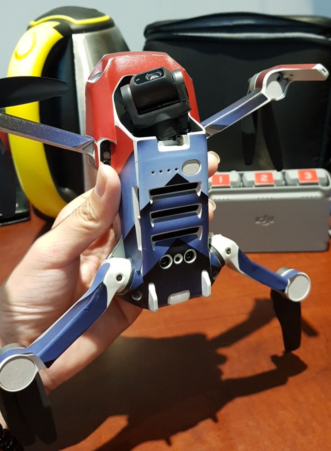 Skin Flycam Dji Mavic Mini 2 - Full Body - Xám Đỏ