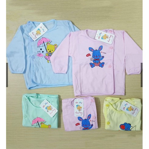 Áo Sơ Sinh Bé Trai Gái Dài Tay Cotton Nền Màu In Hình, Mềm Mại Hoạ Tiết Đáng Yêu.Size Từ 3-9kg